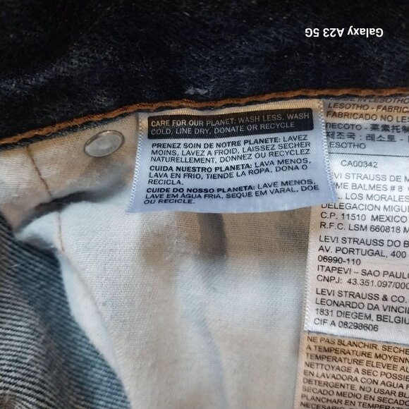 Levis Mens 505 Regular Fit Straight Leg Jeans Dark Blue Denim W34 L30 - Picture 8 of 9